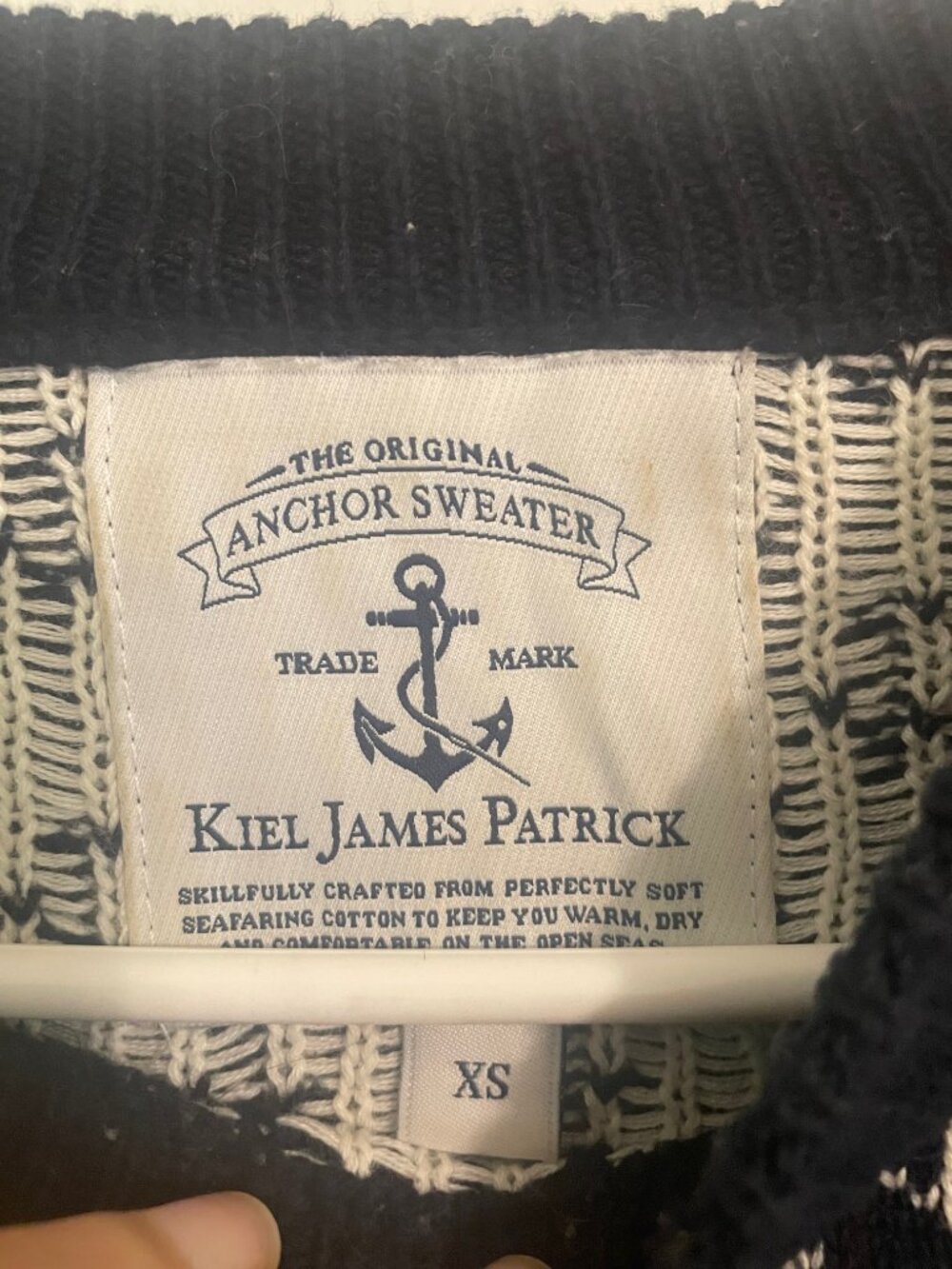 Kiel James Patrick Anchor Birdseye Sweater (Navy)(XS) - Picture 4 of 4